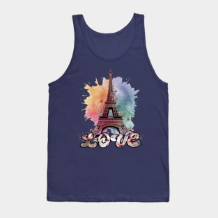 Paris Lover Watercolor Eiffel Tower Tank Top
